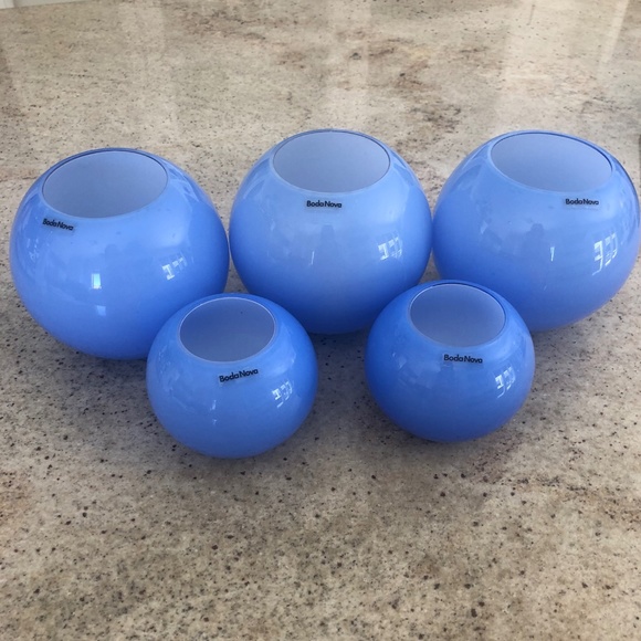 NEW & RARE! Set of 5 Blue Mid Century Modern Candle Holders Boda Nova Sweden - Picture 1 of 5